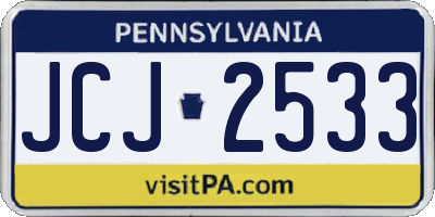 PA license plate JCJ2533