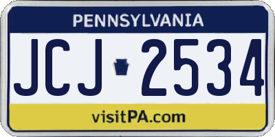 PA license plate JCJ2534