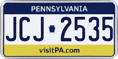 PA license plate JCJ2535