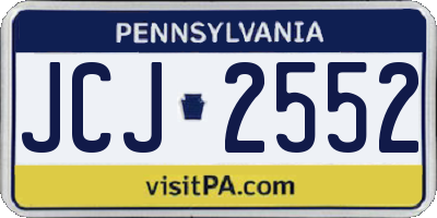 PA license plate JCJ2552