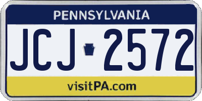 PA license plate JCJ2572