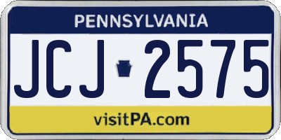 PA license plate JCJ2575