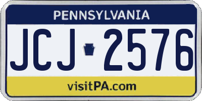 PA license plate JCJ2576