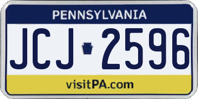 PA license plate JCJ2596