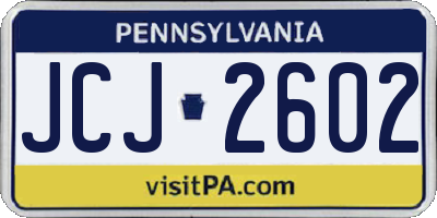PA license plate JCJ2602