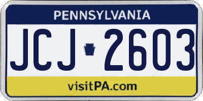 PA license plate JCJ2603