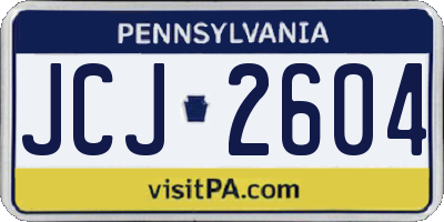 PA license plate JCJ2604