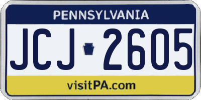 PA license plate JCJ2605