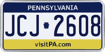PA license plate JCJ2608