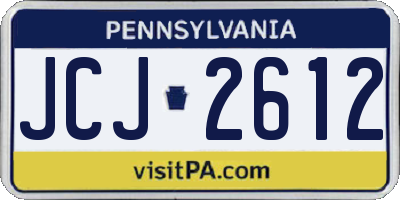 PA license plate JCJ2612