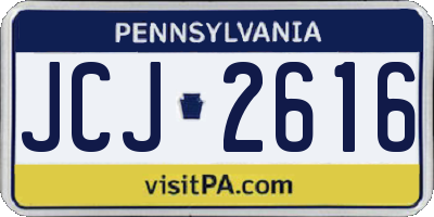 PA license plate JCJ2616
