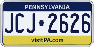 PA license plate JCJ2626