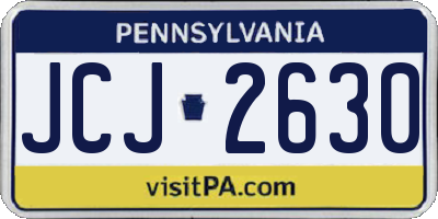 PA license plate JCJ2630