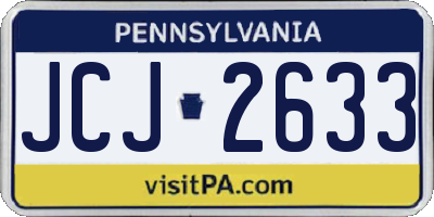 PA license plate JCJ2633