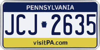 PA license plate JCJ2635