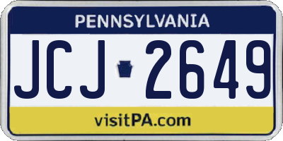 PA license plate JCJ2649