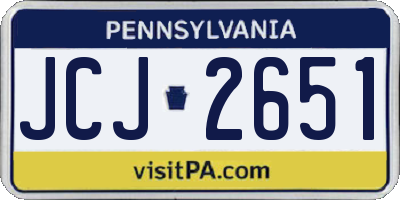 PA license plate JCJ2651