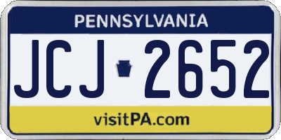PA license plate JCJ2652