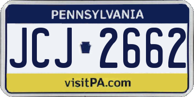 PA license plate JCJ2662