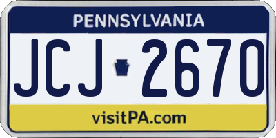 PA license plate JCJ2670