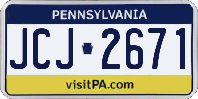 PA license plate JCJ2671