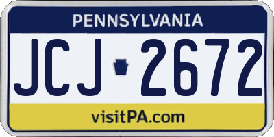 PA license plate JCJ2672