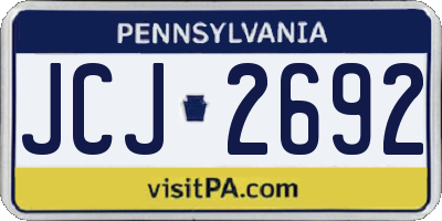 PA license plate JCJ2692