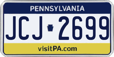 PA license plate JCJ2699