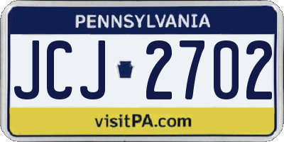 PA license plate JCJ2702