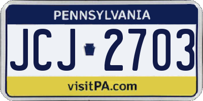 PA license plate JCJ2703