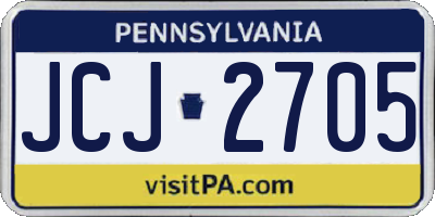 PA license plate JCJ2705