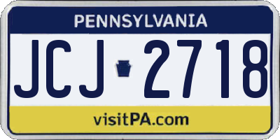 PA license plate JCJ2718