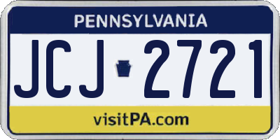 PA license plate JCJ2721