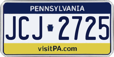 PA license plate JCJ2725