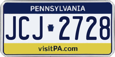 PA license plate JCJ2728