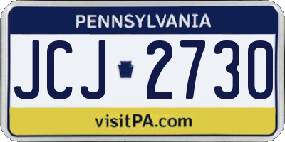 PA license plate JCJ2730