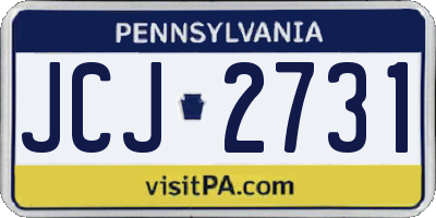 PA license plate JCJ2731