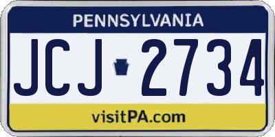 PA license plate JCJ2734