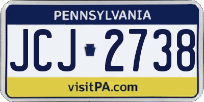 PA license plate JCJ2738