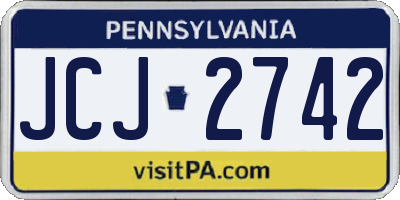 PA license plate JCJ2742