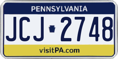 PA license plate JCJ2748