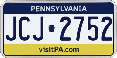 PA license plate JCJ2752