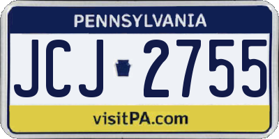 PA license plate JCJ2755