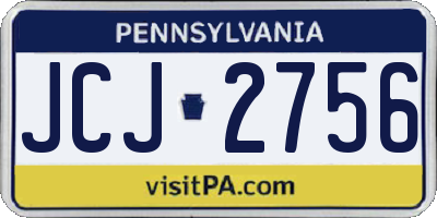 PA license plate JCJ2756