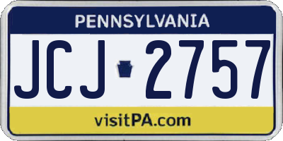 PA license plate JCJ2757