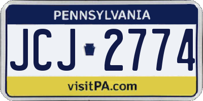 PA license plate JCJ2774