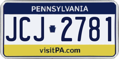 PA license plate JCJ2781