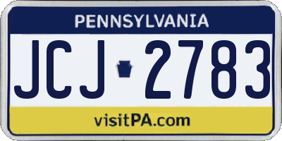 PA license plate JCJ2783