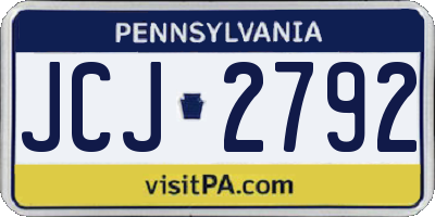 PA license plate JCJ2792