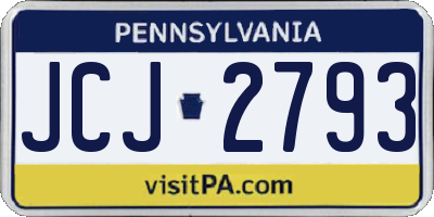PA license plate JCJ2793